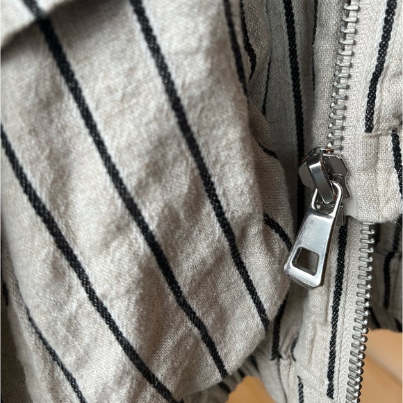 ZARA Striped Linen Bomber Jacket with Hood - Picture 6 of 6